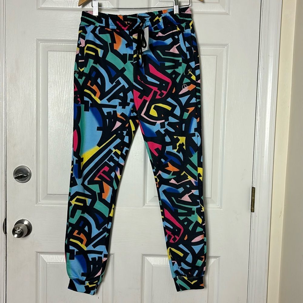 TANGO HOTEL Men’s colorful joggers size SMALL abstract design art to wear